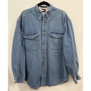 VTG Tommy Hilfiger Denim Long Sleeve Button Down Shirt Men's Large 90's Y2K